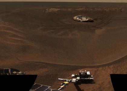 Mars Rover Looking Back At Lander