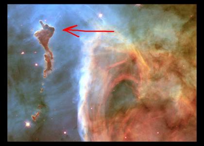 Space Nebula Gives Hubble Space Telescope The Finger