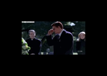 BONEZONE: Booth marks out at a funeral.