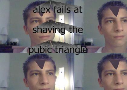 alex says a naughty word after failing to shave his pubic triangle