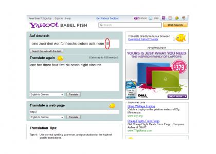 Yahoo Babel Fish is retarded