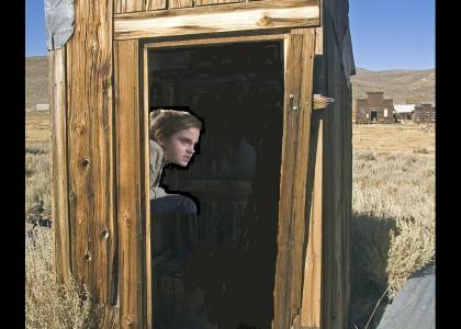 Emma caught in the outhouse