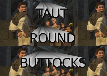 Taut round buttocks