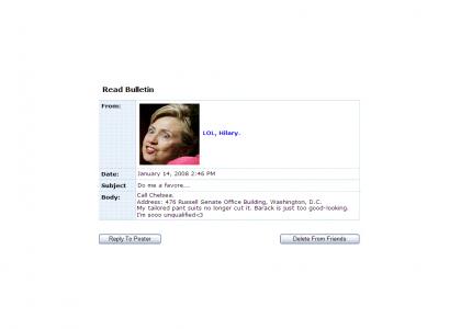 Hilary Clinton's Myspace Suicide
