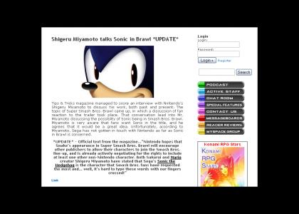 Sonic might be in Brawl -=Truths Revealed=-