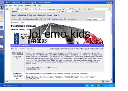 Kid turns emo over a ps3