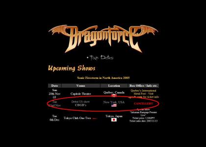 Dragonforce NYC Show Cancelled!!!