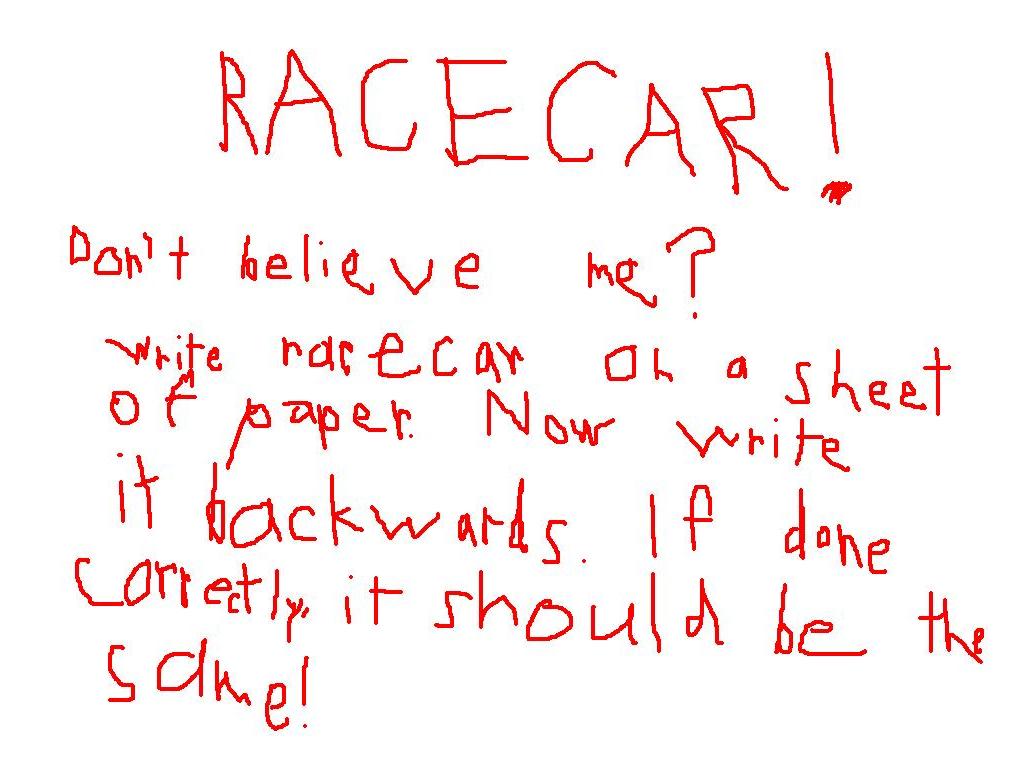 racecarbackwardsis