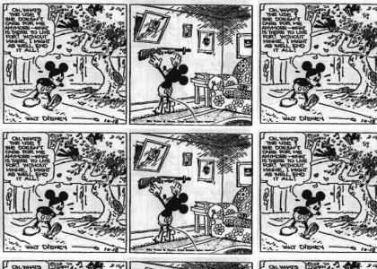 Mickey Mouse is not having a wonderful time.