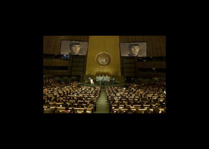 Spock addresses the United Nations