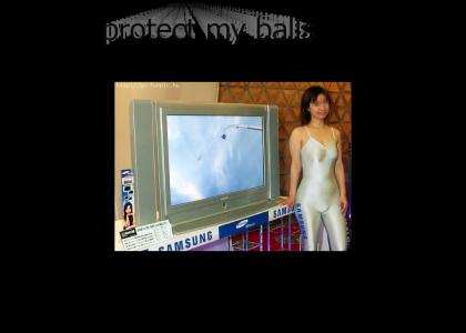 ugly asian girl says: Protect my balls!