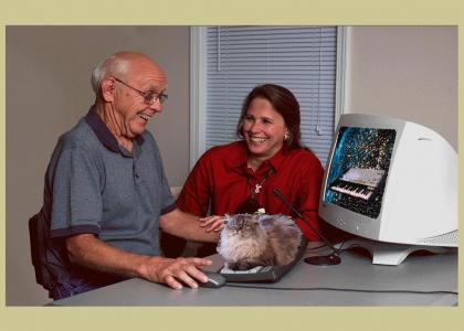 *Photoshop Contest* Cat on old mans keyboard