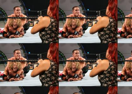 Cena and Edge pushin' the cushion'(while lita watches)