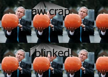 George Bush has a staring contest . .