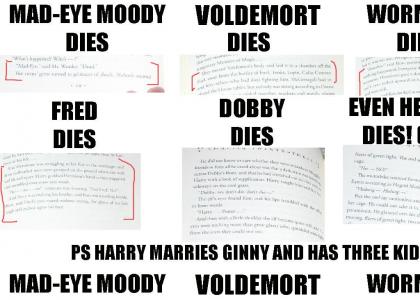 DOBBY HEDWIG FRED AND SNAPE DIE! HARRY MARRIES GINNY; NEVILLE BECOMES A TEACHER