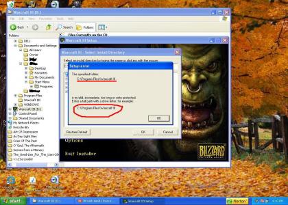 warcraft III installation contradicts itself