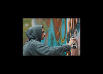 Grafitti artist using Gay fuel