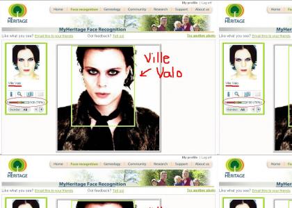 MyHeritage: Ville Valo 76% like Ville Valo.