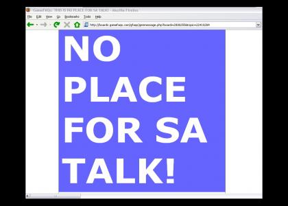 No Place For SA Talk