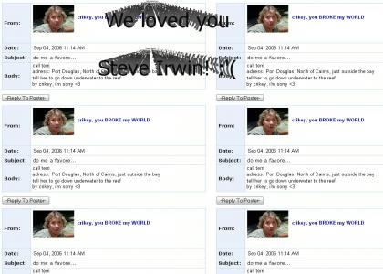 Steve Irwin myspace suicide