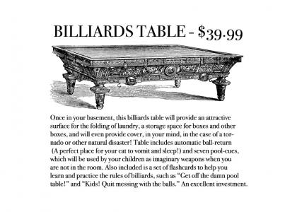 Excellent Investments: Billiards Table