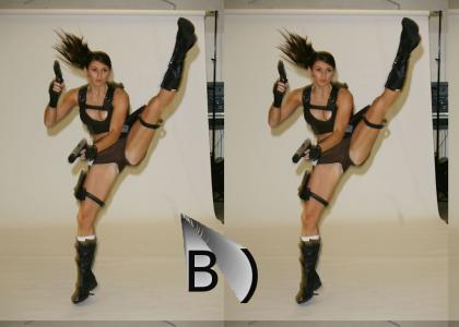 Lara Croft can kick High