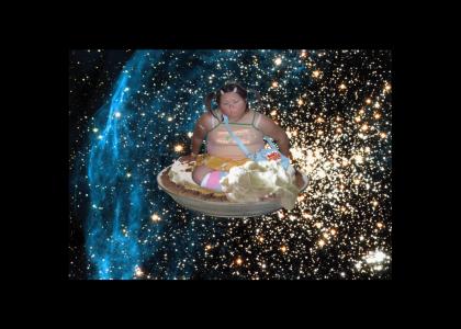 Fat kid on cake in space