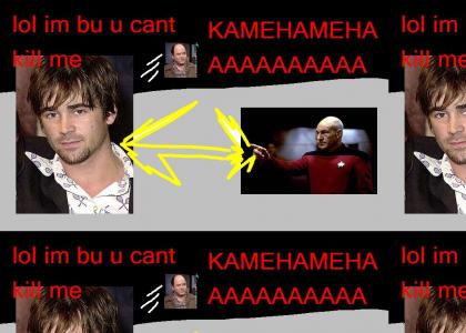 PICARD AND COLIN FARREL FIGHT DRAGONBALL Z STYLE WHILE GEORGE COSTANZA FLIES ALSO KEEANU REEVES (intentionally bad)