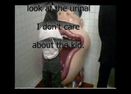 Funny theme park Clown (Kid pees in strange urinal)