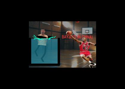 Michael Jordan teaches Mycal Felps how to play basketball