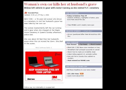 Woman Mows Self Down With Car