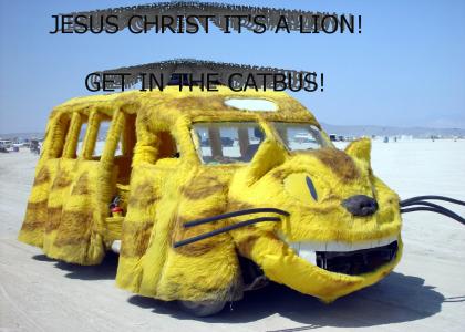 It's a lion! get in the catbus!