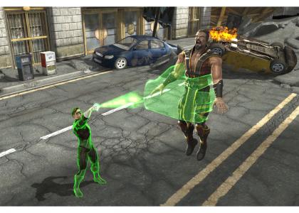 Green Lantern Touches Shang Tsung's Tra-La-La