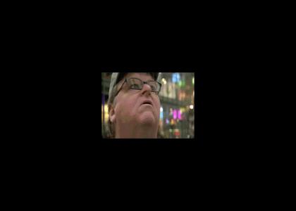 Michael Moore watches a horror flick