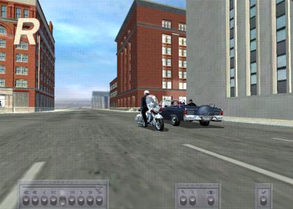 JFK RELOADED: Biker Cop Crashes