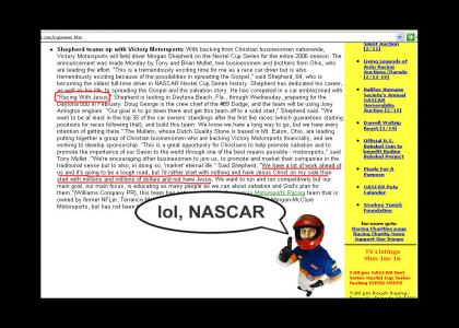 Jesus to drive NASCAR in '06