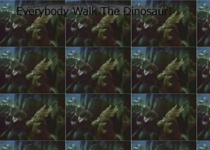 Rex and Tops walk the Dinosaur