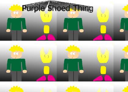 I look at a purple shoed thing