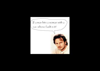Liam Neeson tells a sexist joke.