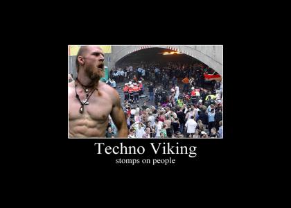 Techno Viking stomps on people