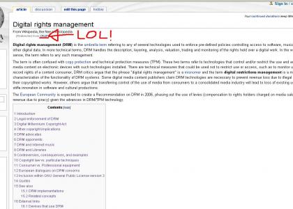 Wikipedia hates the Digital Rights Management!