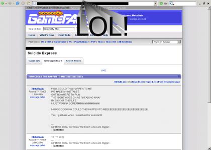 GameFaqs suicide, BY TRAIN !