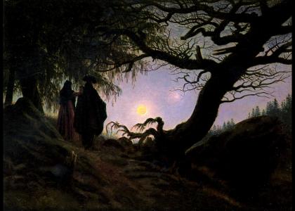 Man and Woman watching the Moon