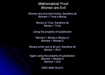 Mathematical Proof - Women Are Evil!!!