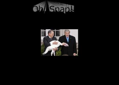 Bush pardons Thanksgiving turkey (Oh Snap remix)