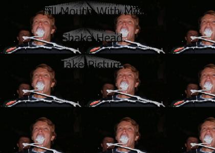 Fill Mouth With Milk. Shake Head. Take Picture.