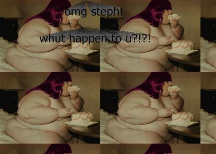Stephanie ate too much cake