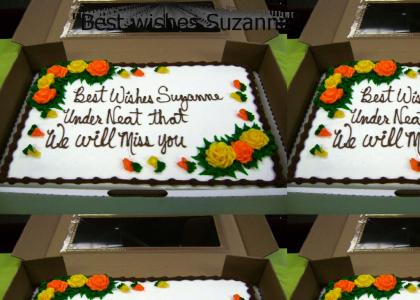 Best wishes Suzanne and underneath that write We will miss you.