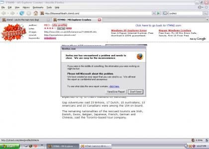 MS Explorer Crashes Firefox