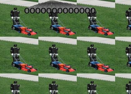 Microsoft Sam mows his lawn